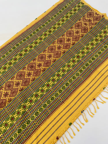 Assam Eri Silk Saree | Yellow | Handwoven | Silk Mark Certified | Ships from California